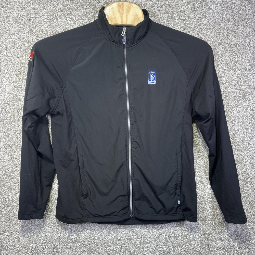 Cutter & Buck Mens Large Black Softshell Rolls-Royce Full Zip Jacket Lightweight